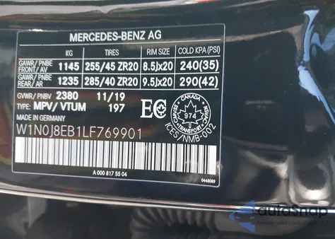 2020 Mercedes-Benz Glc 300 Coupe 4Matic z USA, uszkodzony, nr VIN W1N0J8EB1LF769901